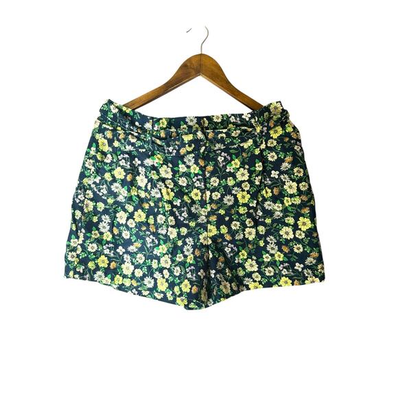 LOFT Women’s Floral Print Shorts Navy Green Yellow Daisy Pattern Size 8 - Picture 1 of 8